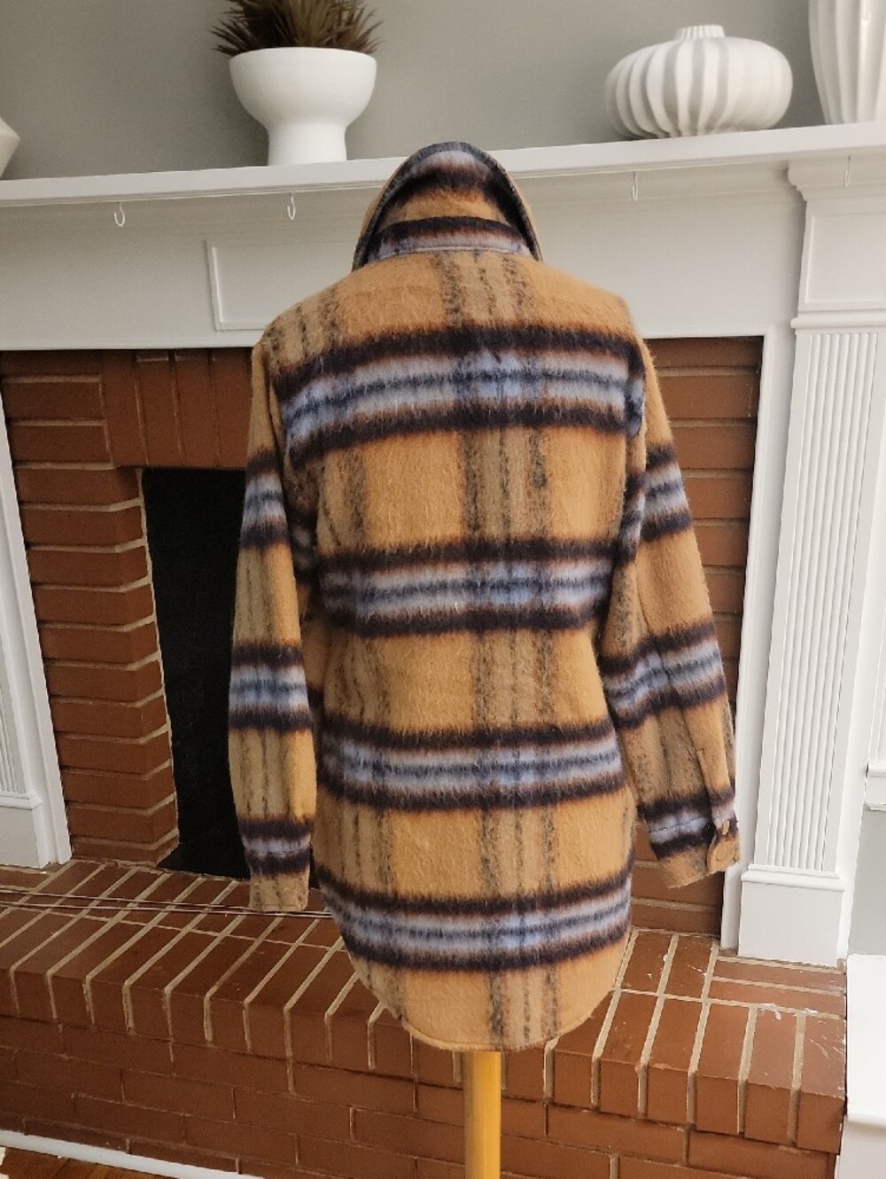 Steve Madden Tan and Blue Plaid Jacket - Picture 6 of 8
